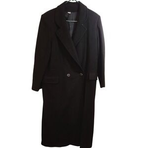 Good Work Clothes Black Double Breasted Wool Blend‎ Trench Coat Women's Size 12